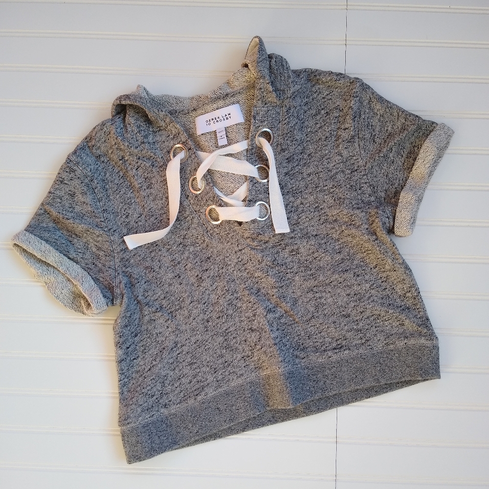 10 Crosby Derek Lam Lace Up Cropped Sweatshirt Top XS